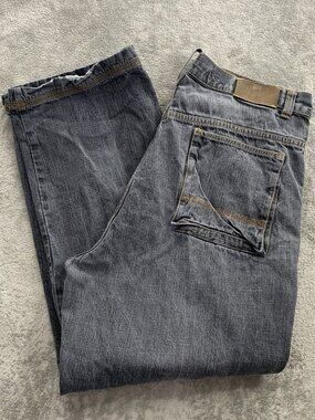 Vintage Timberland Cargo Jeans Men 38x30 Denim Faded Gray Baggy Grunge Y2K Skate